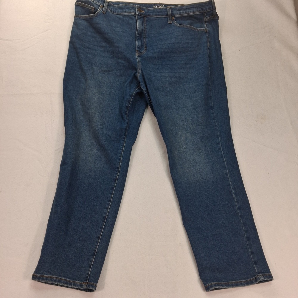 Terra & Sky Jeans Womens 20W Straight Blue Stretch Denim EUC
